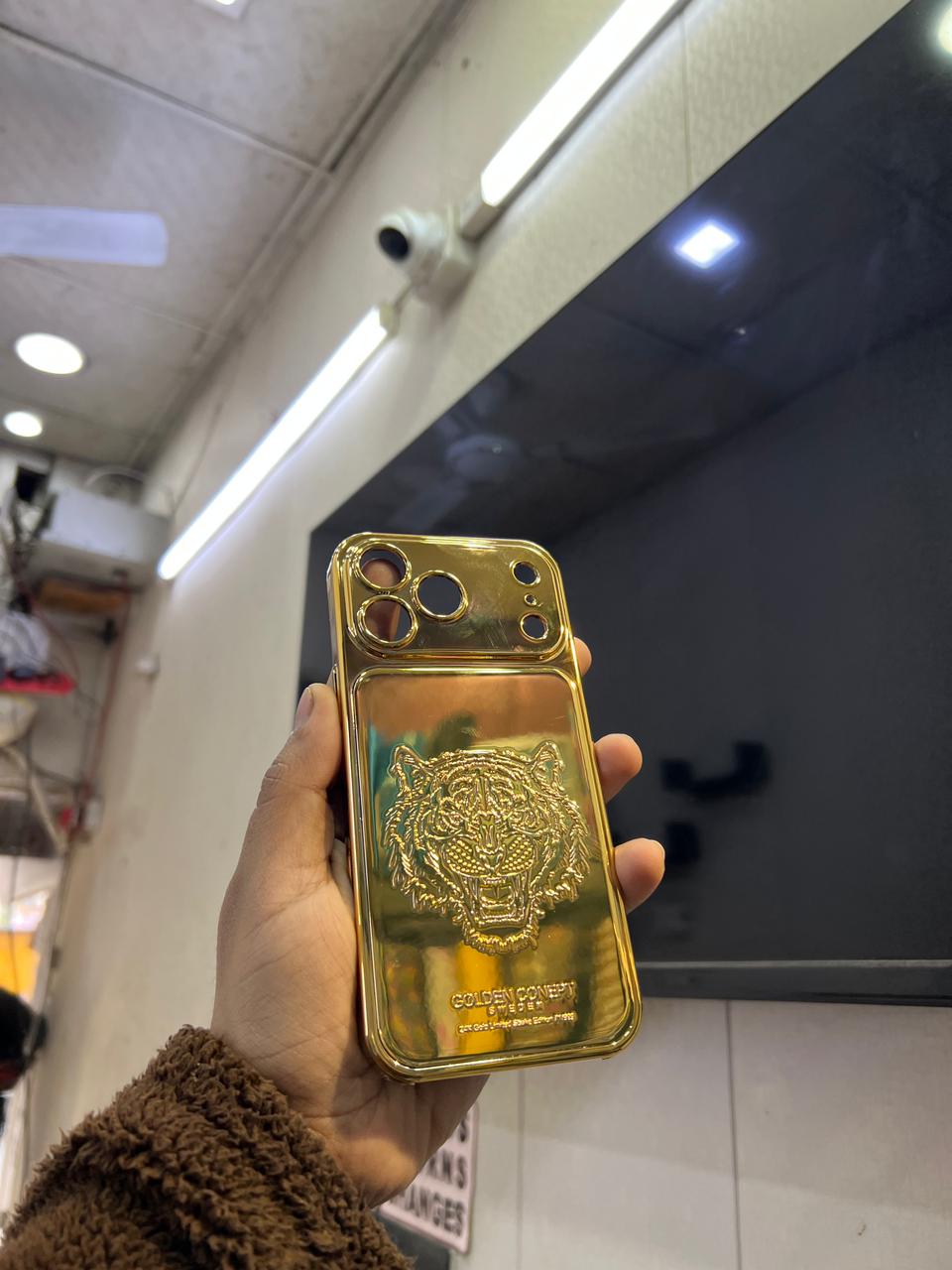 Premium Gold-Plated iPhone Cover for 13pro,13pro max,14pro,14pro max,15pro,15pro max,16pro,16pro max,17pro,17pro max